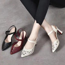 Zapatos de Taco Grueso con Punta Puntiaguda
