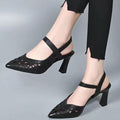 Zapatos de Taco Grueso con Punta Puntiaguda